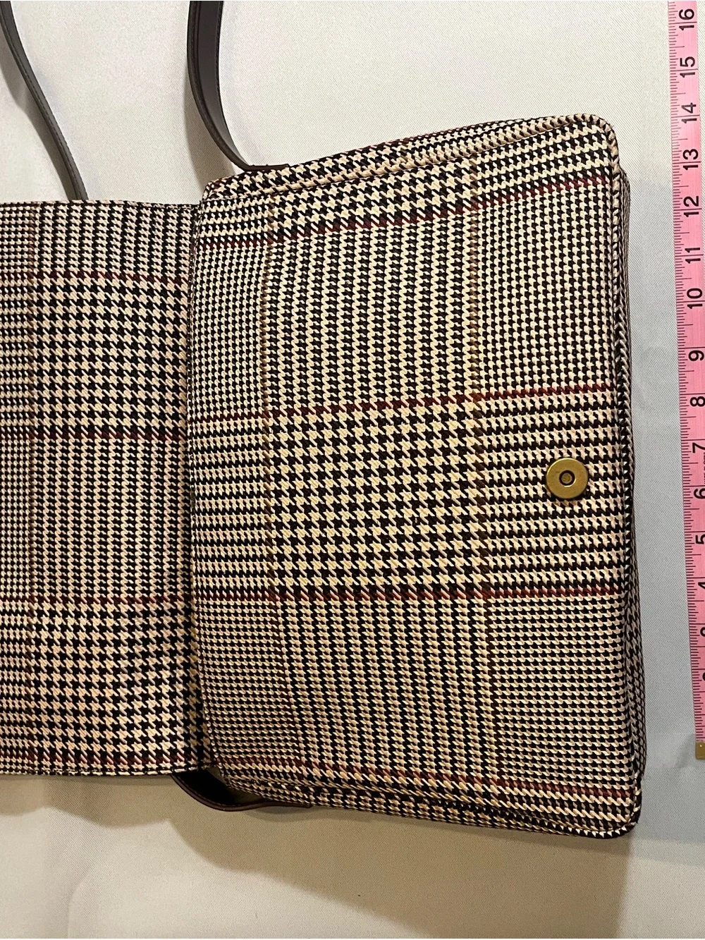 Ralph Lauren Houndstooth Laptop Bag in Black, White and Brown